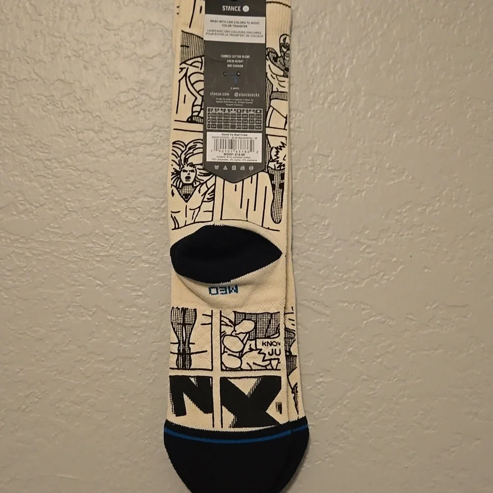 Stance x Marvel Comic Panel Crew Socks in Cream & Black